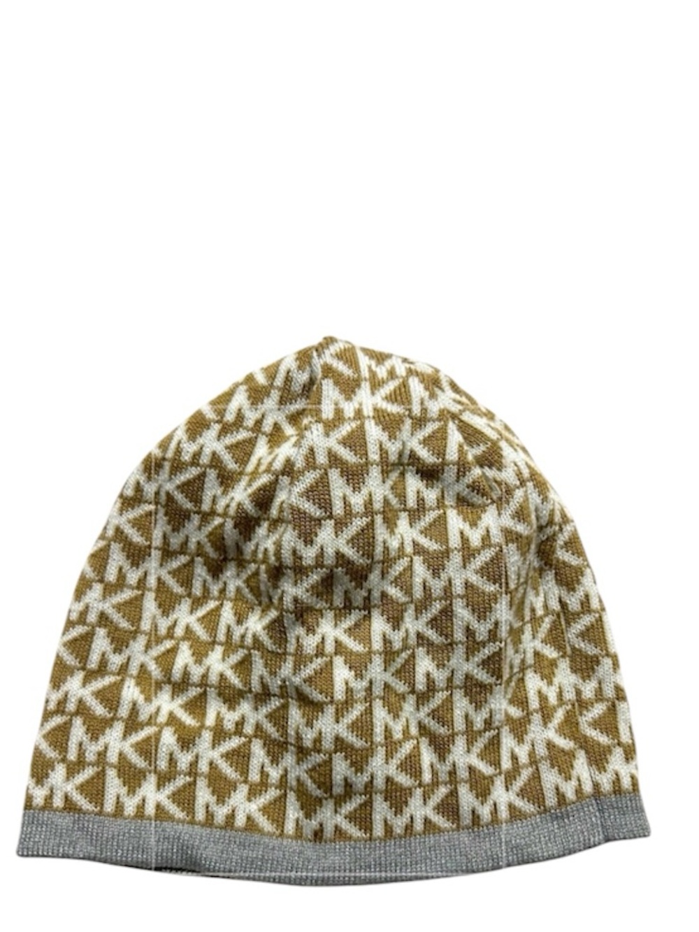 Michael Kors Gold & Cream Logo MK Patterned Beanie